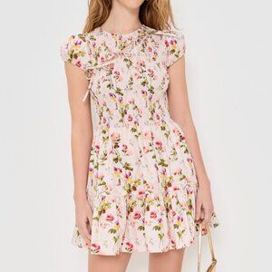 Hill House Pink Floral Smocked Mini Dress